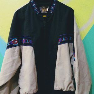 David James Southwest Aztec Quilt Lined Canvas Bomber Jacket XL